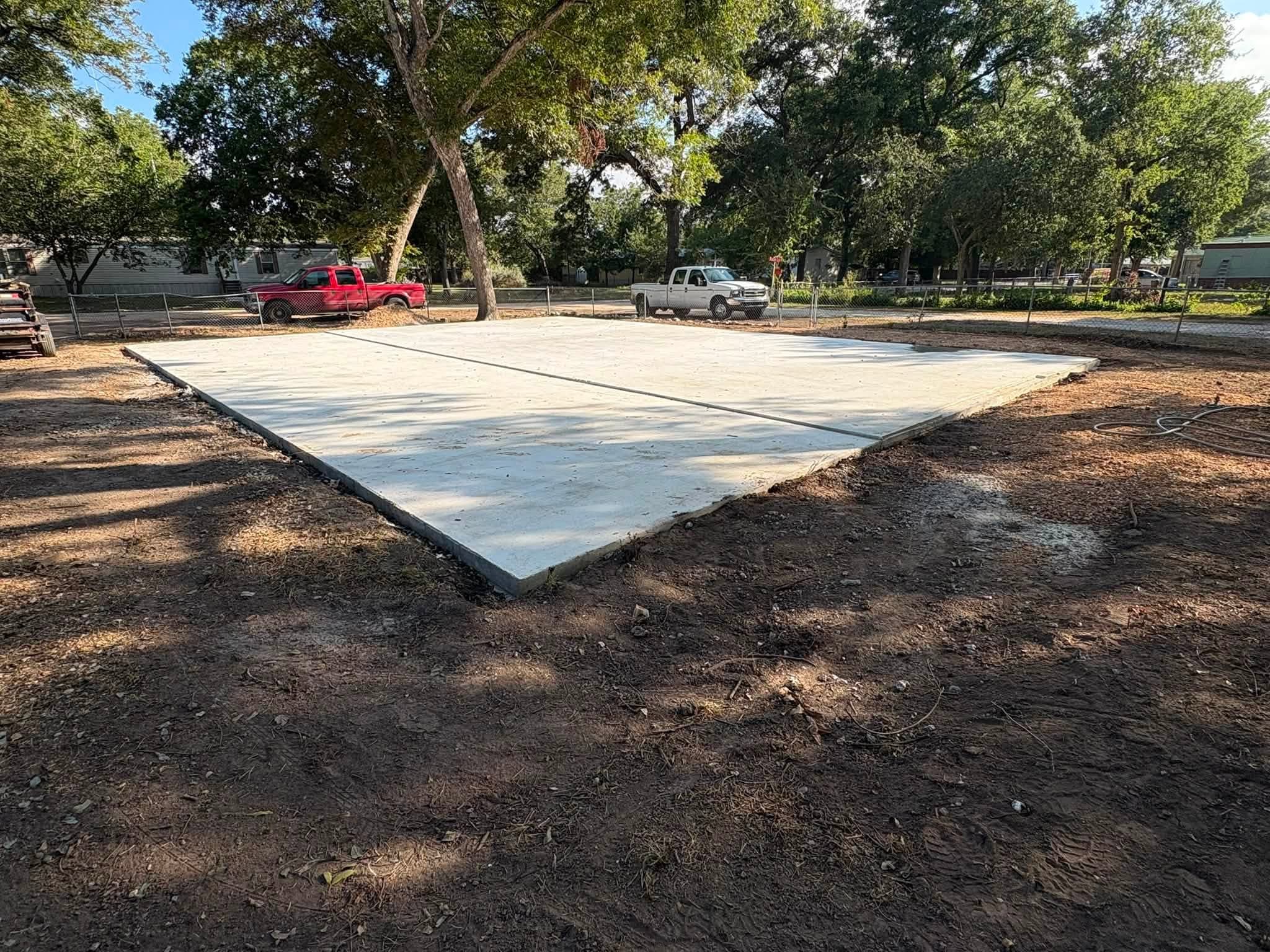 Finished concrete slab for a metal building completed by Folsom Construction LLC in Seguin, TX